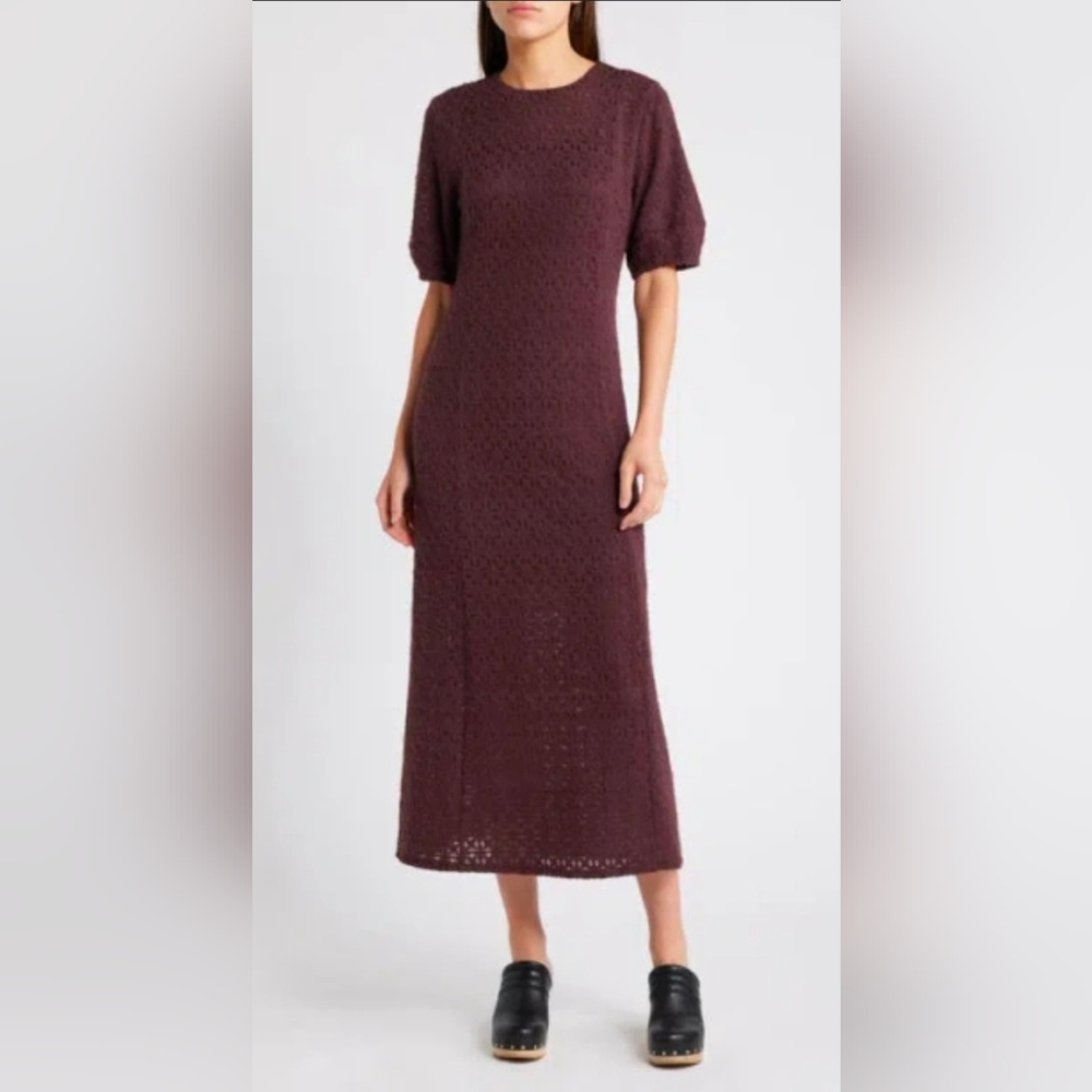 Treasure & Bond Brushed Lace Maxi Dress • Burgandy Fudge 1️⃣